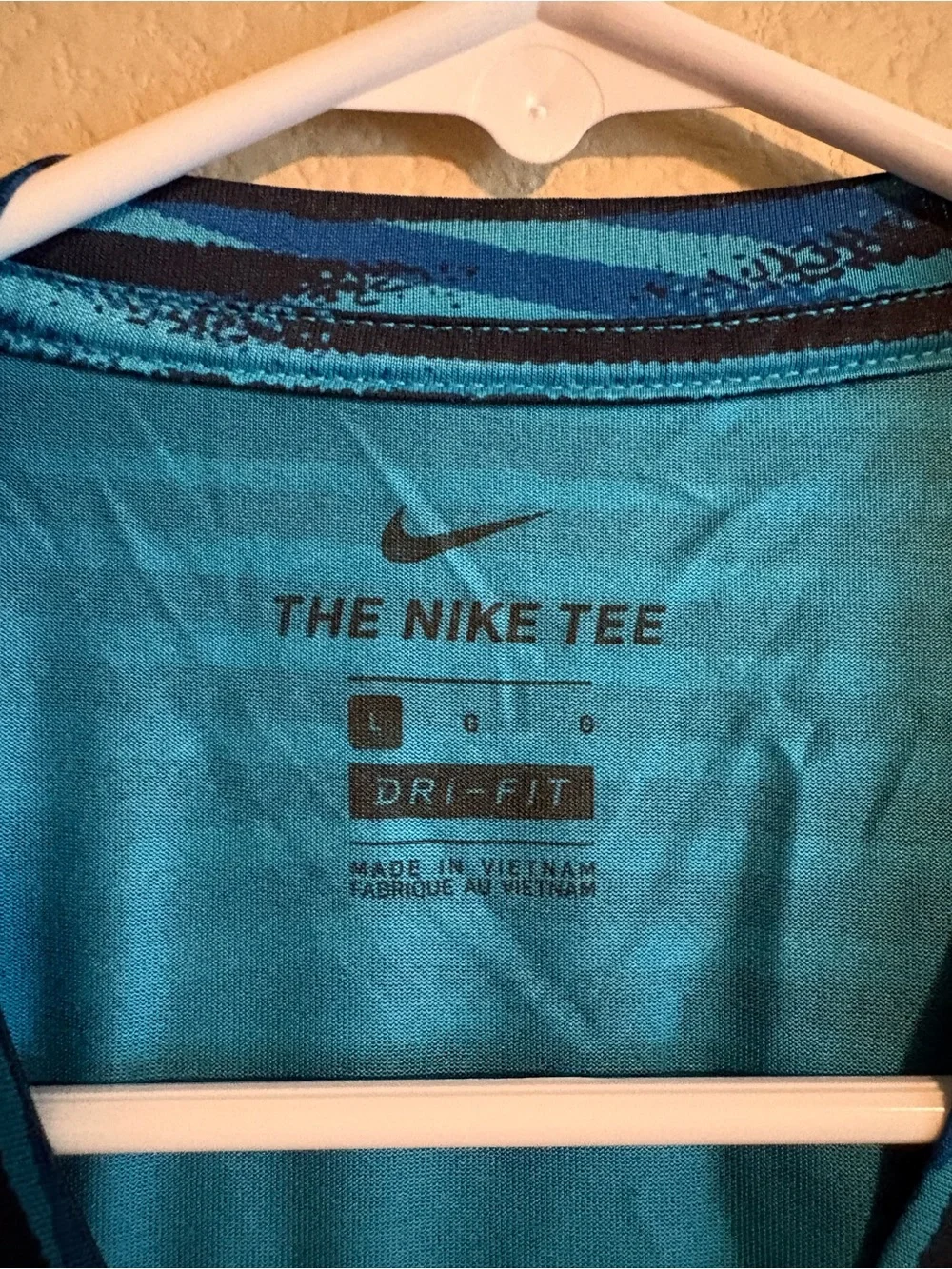 Nike Blue and Black Striped Performance Tee